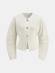 Metal Button Curved Sleeve Coat