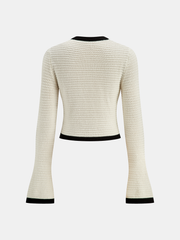 Contrast Trim Knitted Top and Mini Skirt Set