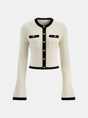 Contrast Trim Knitted Top and Mini Skirt Set