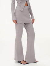 2 in 1 Ribbed Knit Layered Flared Pants