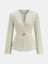 Metal Button Tweed Blazer