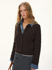 Button-Front Cable-Knit Cardigan
