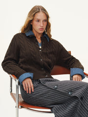 Button-Front Cable-Knit Cardigan
