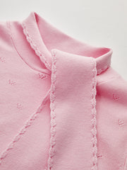 Tie Neck Eyelet Knit Sweater