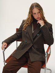 Wool-Blend Double-Breasted Striped Blazer