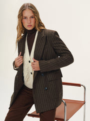 Wool-Blend Double-Breasted Striped Blazer