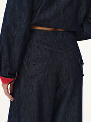 Heart-Back Denim Straight-Leg Jeans