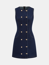 Double-Breasted Denim Sleeveless Mini Dress