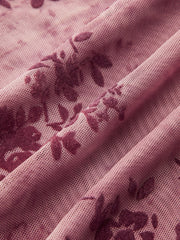 Rose Floral Mesh Ruched Top