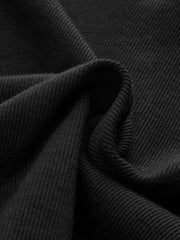 Lace V-Neck Button Ribbed Long Sleeve Top