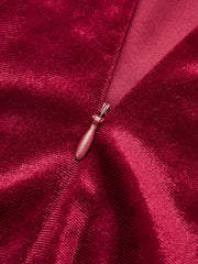 Sleeveless Side Slit Velvet Mock Neck Maxi Dress