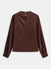 Cross Neck Long Sleeve Satin Blouse