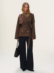 Belted Metal Button Trench Coat