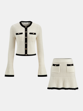 Contrast Trim Knitted Top and Mini Skirt Set