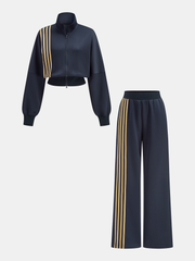 Quadruple Stripe Sweatshirt and Pants Set