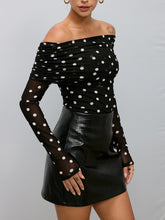 Off-Shoulder Polka Dot Chiffon Blouse
