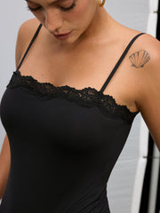Bra-Free Lace Trim Cami Bodysuit