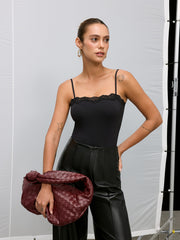 Bra-Free Lace Trim Cami Bodysuit