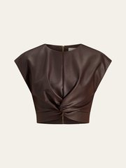Faux Leather Knotted Top