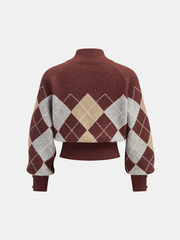 Mock Neck Argyle Sweater