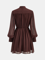 Puff Sleeve Chiffon Ruched Mini Dress