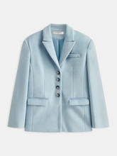 Lapel Button-Front Tweed Blazer