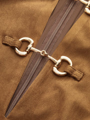 Pleated Hem Panel Suede Effect Mini Dress