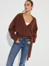 Wool Blend V-Neck Wrap Knit Top