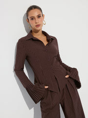Flared Cuff Striped Shirt