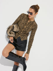 Leopard Print Long Sleeve Knit Cardigan