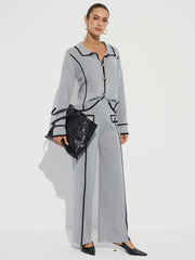 Contrast Piping Cotton Knit Co-ord Set