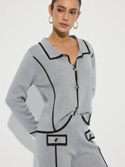 Contrast Piping Cotton Knit Co-ord Set