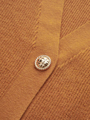 Cropped V-Neck Puff Sleeve Cardigan