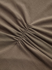 Asymmetric Neck Ruched Long Sleeve Top