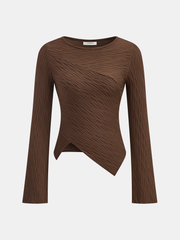 Textured Asymmetric Top and Pants Set