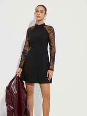Lace Sleeve A-Line Mini Dress