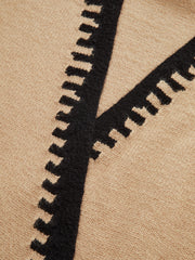 Contrast Stitch V-Neck Knit Sweater