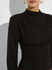 Ruched Mock Neck Top