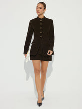 Metal Button Suede Effect Blazer