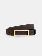 Rectangular Buckle Suede Effect Leather Belt
