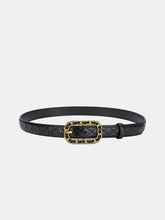 Quilted Chain Buckle Leather Belt