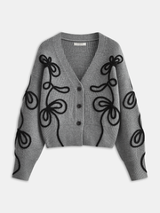 Floral Applique Knit Cardigan