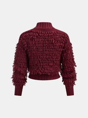 Mock Neck Fuzzy Knit Sweater