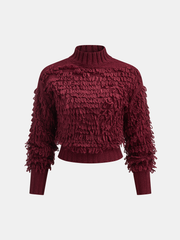 Mock Neck Fuzzy Knit Sweater