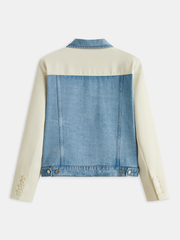 Distressed Detail Denim Paneled Jacket