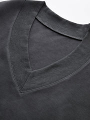 Long Sleeve V-Neck Cropped Sweatshirt