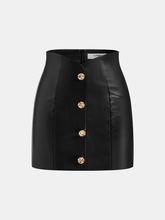 Metal Detail Faux Leather Mini Skirt