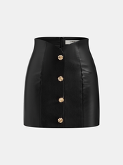 Metal Detail Faux Leather Mini Skirt