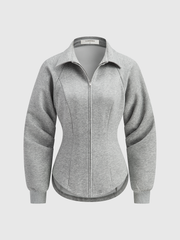 Collared Tailored Zip-Up Sweatshirt Jacket