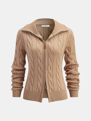 Cable Knit Zip-Up Cardigan